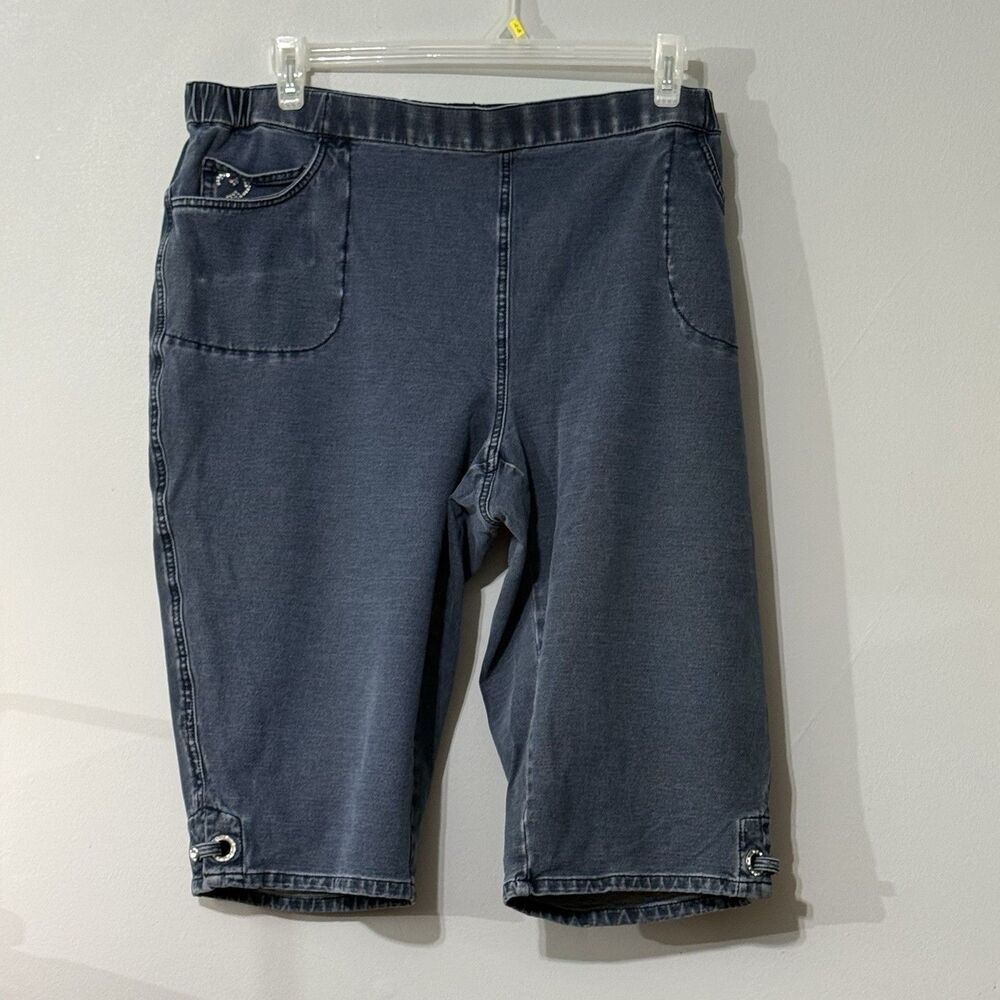 DreamJeannes by Quacker Factory 2X Pull On Denim Bermuda Shorts Stretch Modest